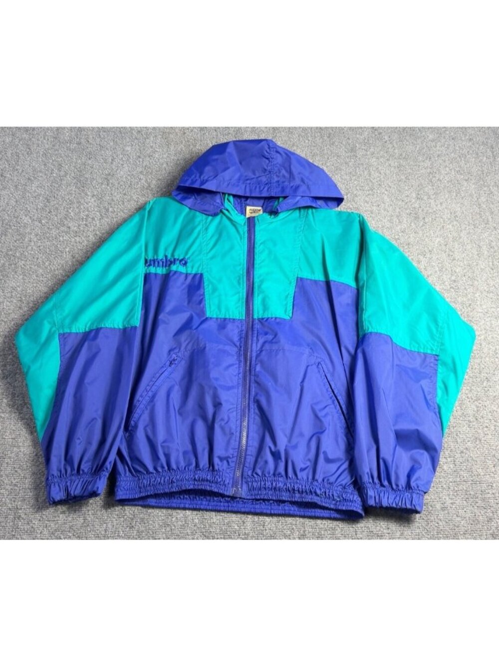 Vintage Umbro Soccer Jacket X-Small Nylon Purple & Teal Colorblock Hooded